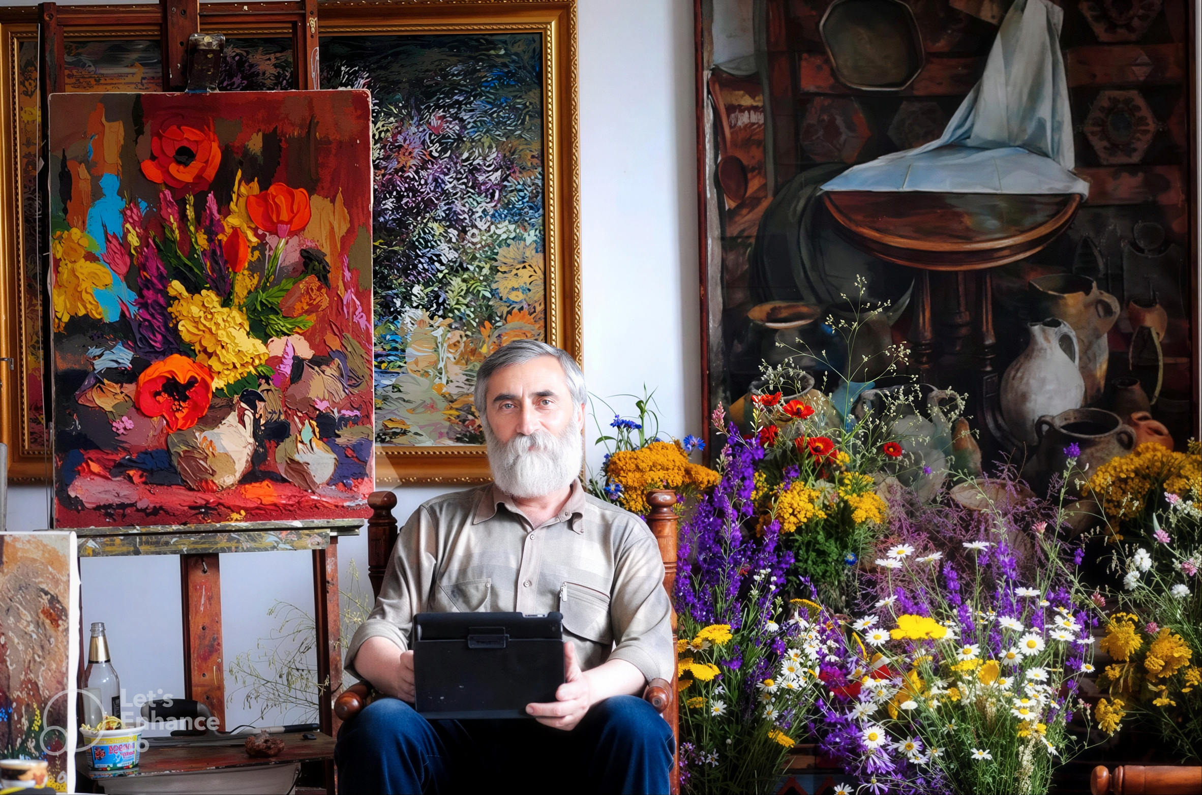 Artist in studio