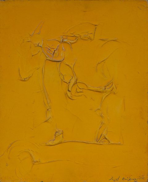 Yellow Abstract shown in an interior setting