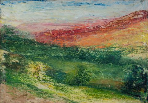 Landscape shown in an interior setting